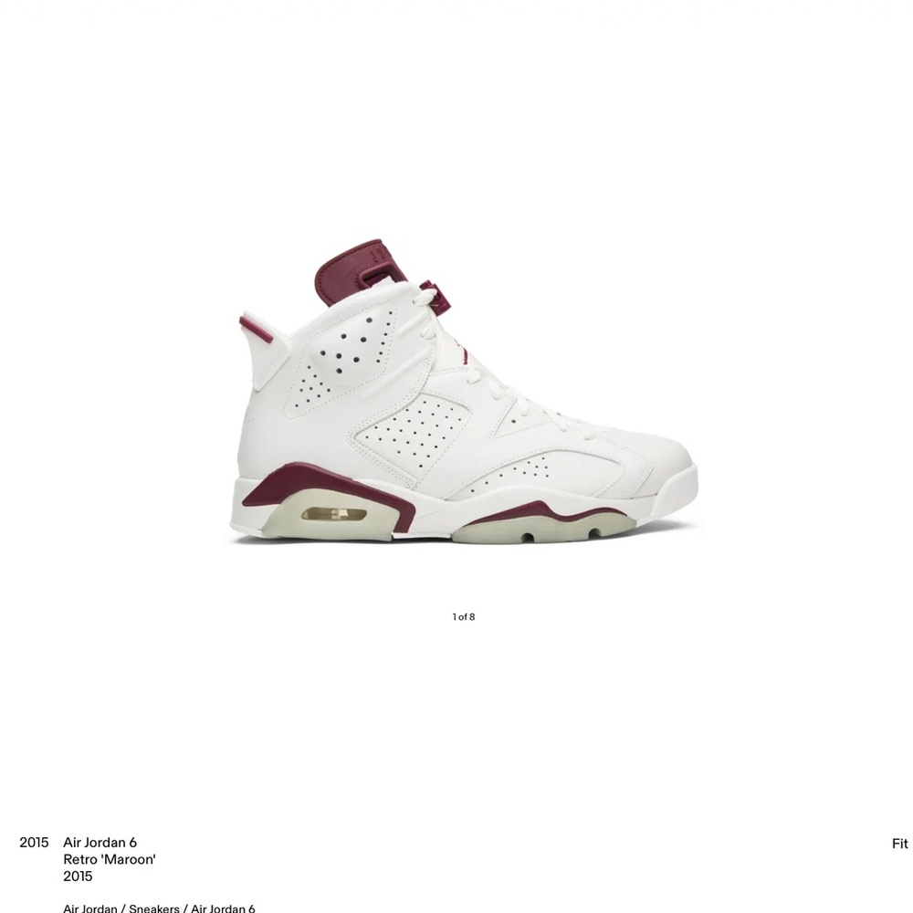 Jordan Air 6 Retro White and Burgundy Sneakers